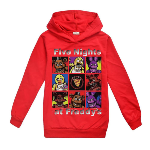 7-14 år Barn Tonåringar Pojkar Flickor Five Night At Freddy's Fnaf Hoodies med printed Casual Sweatshirt Jumper Långärmad Huva Red 130
