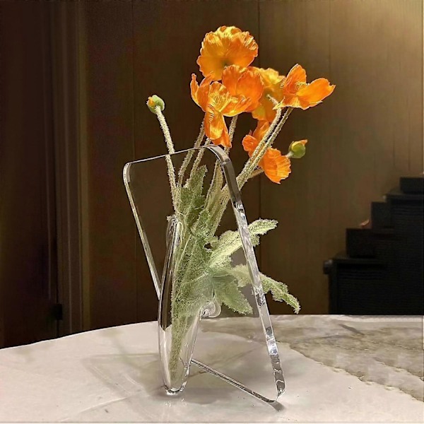 Klar Fotoram Blomvas, Transparent Bildram Vas, Elegant Dekorativ Blomvas med Klar Design, Idealisk för Heminredning