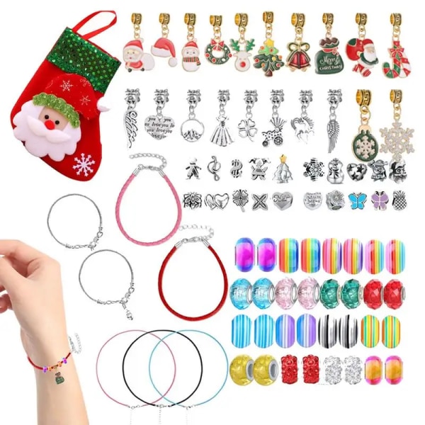 Julearmbåndsfremstillingssæt Metal feriesmykkefremstillingssæt tegneseriearmbåndsæt med farverige perler Hudvenlige smykker