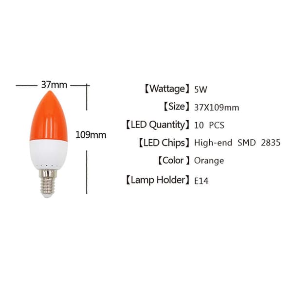 2x E14 Led Värikynttilälamppu, Värikynttilävalo, punainen
