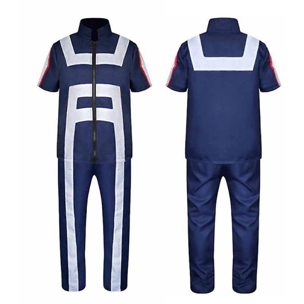 Japansk Anime Mha Bnha Kostume Uniform Outfit Unisex High School Gym Uniform Træningsdragt med 4 nøgleringe og paryk 2 XL