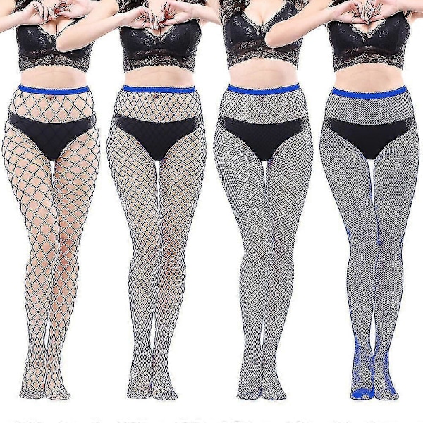 Högmidjade Fisknätsstrumpbyxor Dam, Hög Midja Fisknät Tights (One Size)