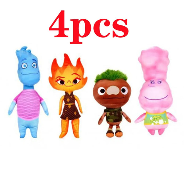 4-10 stk Nyt Pixar Elemental Plys Legetøj Crazy Element By Plys tegnefilm fyldt dukke Legetøj Anime Dukker Gave til fødselsdagsgave 4pcs