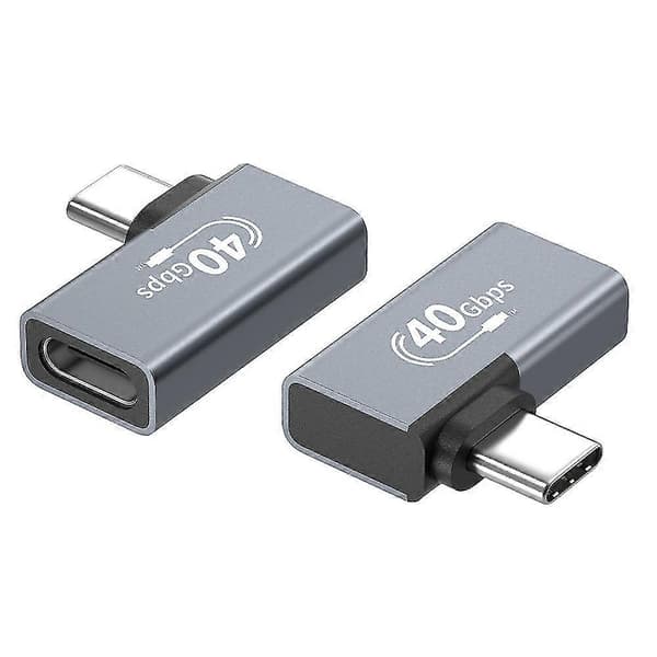 2 stk. USB C 90 graders adapter rett vinkel Type C-kontakt datamaskinadaptertilbehør