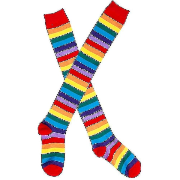 Over Knee Rainbow Thigh High Socks Handsker Sæt Cosplay Tilbehør Arm Benvarmer