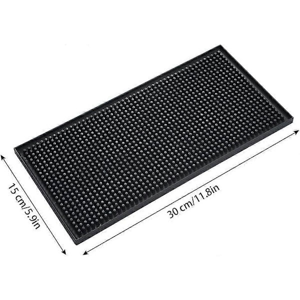 Rektangulær Gummi Kranmatte - 30 x 15 x 1 cm - Sklisikker - Svart - Gummi Dryppmatte for Tørking av Oppvask og Glass
