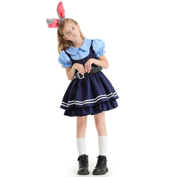 Söta Crazy Zoot Halloween Cosplay Girls Judy Hopps Rabbit Police Uniform Costume 4-5 Years Old