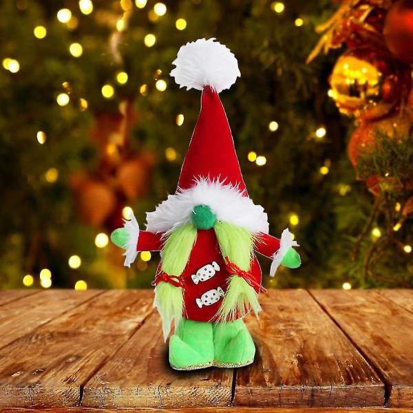 Jul Grönt skägg Dvärg Gnome Docka Prydnader Söt tecknad dvärgtomte Heminredning Julfirande Skrivbordsdekorationer Festliga festtillbehör