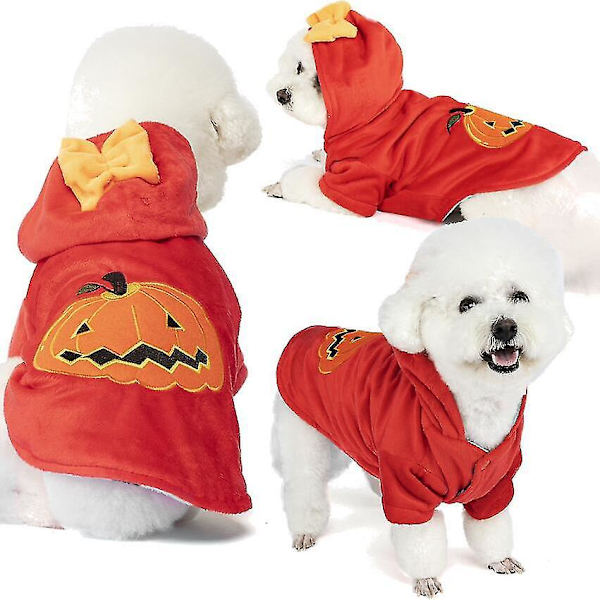 Mode Husdjur Hund Katt Cosplay Kläder Halloween Tema Valp Katt Pumpa Kläder Varma Höst Vinter Hund Katt Jacka Pumparock