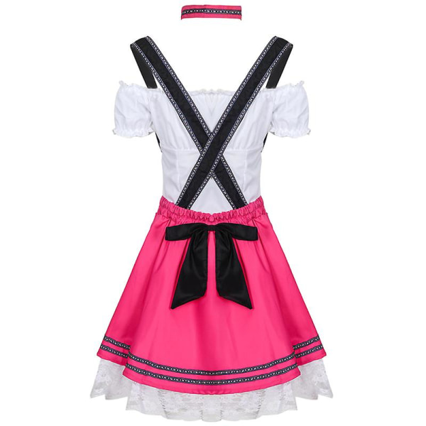 Nyt karneval Oktoberfest kostume Top Halter Nederdel Alperne National Parade Clubs Wench Cosplay Fancy festkjole Halloween Pink L