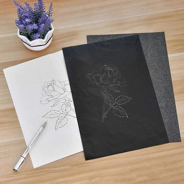 A4 Papper 50 Ark/påse Överföringspapper Grafit Kolmålningspapper Kolbelagt Papper