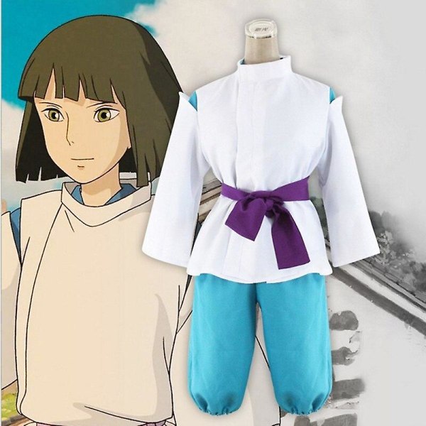 Halloween japansk Anime Spirited Away Cosplay-sett Tono Chihiro Performance Cosplay-kostyme Kamikaze Girl Pink Kimono-sett Blue 10T