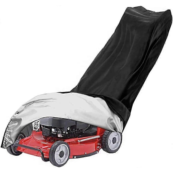 Vandtæt plæneklipperovertræk med snøre, vindtæt, støvtæt, UV-beskyttelse, 210D Oxford-stof, gå-bag plæneklipperovertræk (193 x 64 x 112 cm)