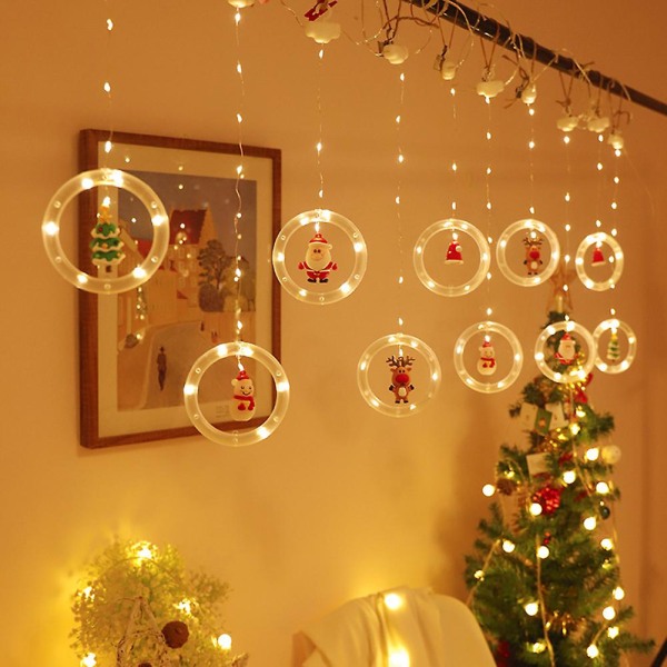 Nydelig julelysstreng med 10 ringer usb-plugg Julevindu dekorative lys til stuen Circle