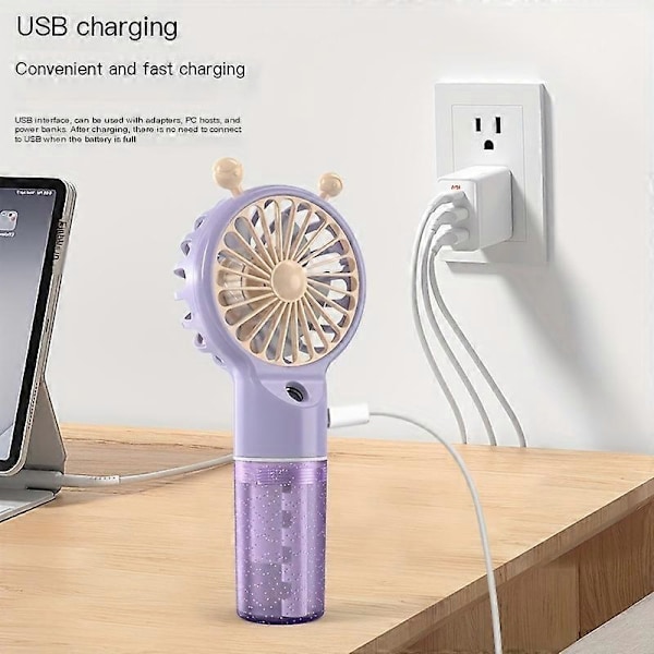 Nya modeller USB-laddnings Sprayfläkt, Mini Handhållen Skrivbords Tyst Elektrisk Fläkt, Uppladdningsbar Personlig Sprayfläkt, Mini Kylfläkt, För Smink Resor, Be