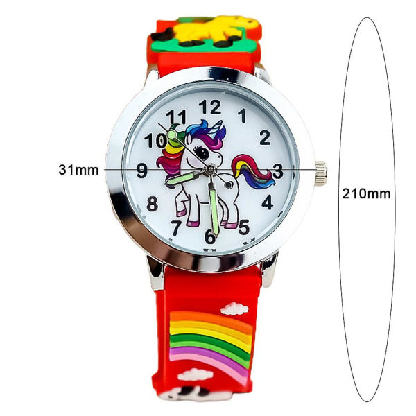 Børne silikone tegneserieur Unicorn Watch Fashion Quartz Watch Gaver Pink