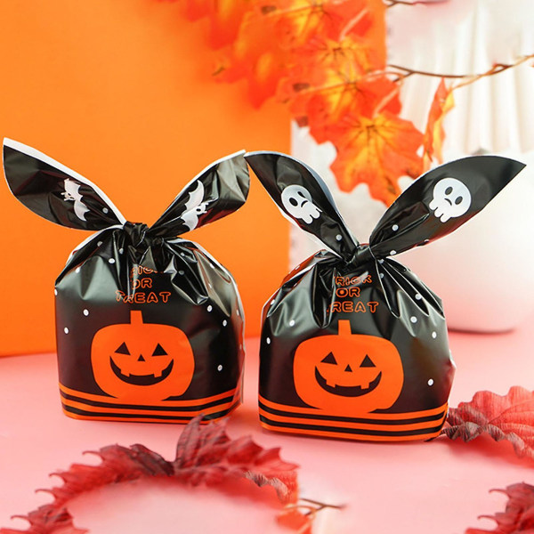 48stk/pose Godteripose Kreativt Halloween-mønster Romslig Happy Halloween Goodiebag For Childeren Black