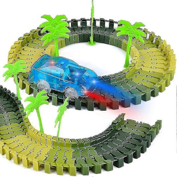 4-pakks lysende lekebiler for racerbane, erstatningsbiler med 5 LED-blinklys