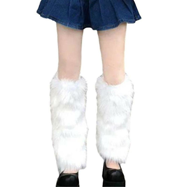 Naisten Y2k sumea tekoturkista Cover Lämmittimet Furry Pehmo Boot Hihansuut Cover Sukat_p White 40cm