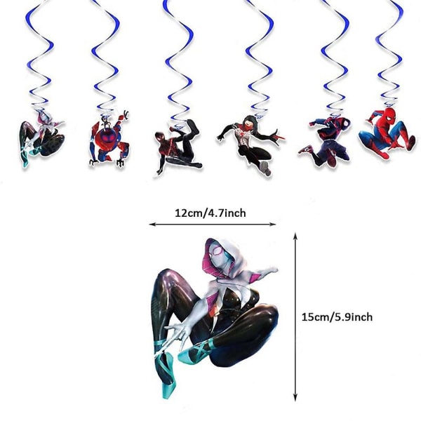 Spider-man: Across the Spider-verse tema festdekorationssæt, inkludere banner, ballonsæt, kage cupcake toppers, swirl Supplies