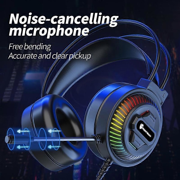 Nya Professionella LED Kattöron Trådbundna Gaming Hörlurar Med Mikrofon För PS4 PS5 Xbox Dator PC Gaming Headset Med Volymkontroll