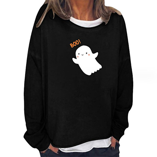 Halloween T-skjorte gresskar ansiktsskjorte for kvinner Langermet høst gresskar skjorte Halloween t-skjorte topp style 9 4XL