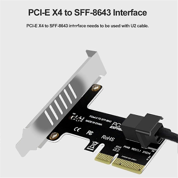 PCI-E - SFF-8643 -laajennuskortti PCIe X4 - SFF8643 -adapteri PCI-EX4/X8/X16 NVMe SSD -puolijohdelevylle
