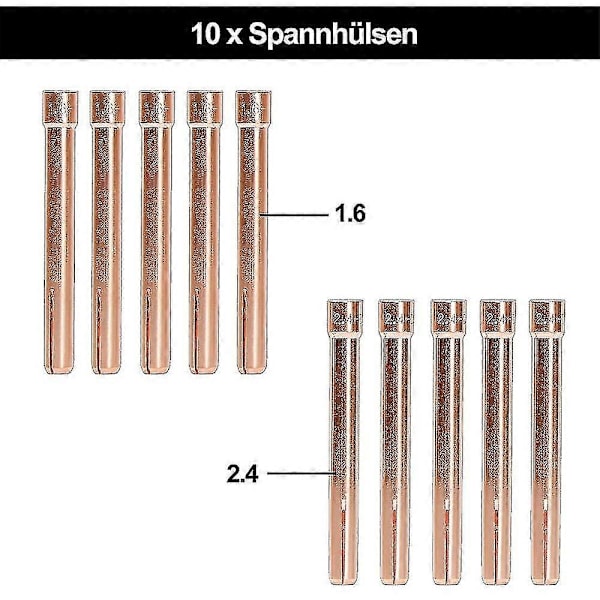 TIG-hitsausvarusteet, adapteriholkit+ kotelo+ keraamiset suuttimet+ volframielektrodit -26:lle