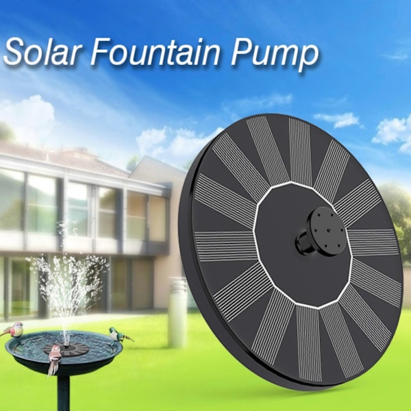 1 stk. Solar Fontænepumpe med 8 Opgraderede Dyser, Plastik Batterifri, Ideel til Fuglebade, Drikkebassiner, Damme og Havevandfunktioner