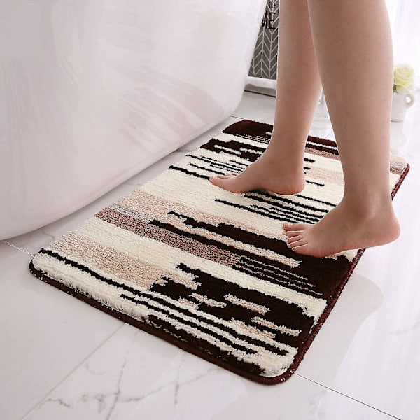 Tflycqsmall Bademåtte 16x24 brune badeværelsestæpper Skridsikkert mikrofiber Blødt brunt og gult tæppe Vaskbart