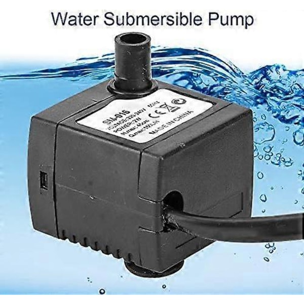Mini Dränkbar Vattenpump, Liten Tyst Fontänpump för Damm, Akvarium, Fisk Tank, Inomhus/Utomhus Fontän (SM-016)
