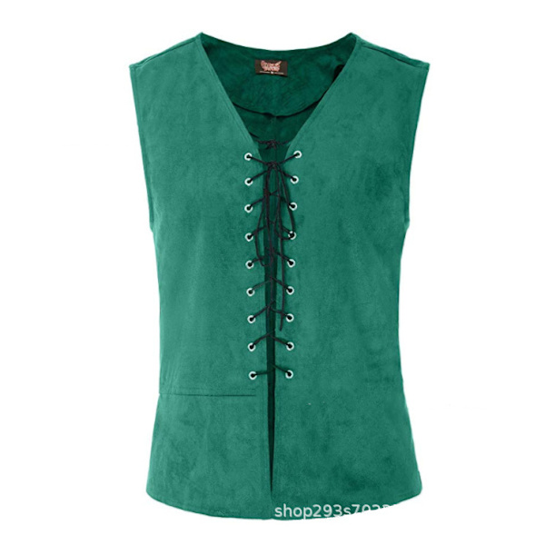 Middelalderrenessansevest, hoffherres snørevest, kostyme for scenespill green XL