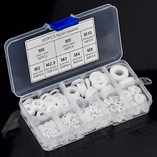 500-pack Nylon Plastbrickor Nylon Plattbrickor, M2 M2.5 M3 M4 M5 M6 M8 M10