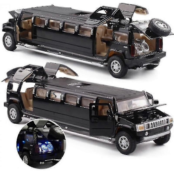 Høj Simulation 1:32 Legering Hummer Limousine Metal Støbt Bilmodel Træk Tilbage Blinkende Musikalsk Legetøjsbiler til Børn - Ya