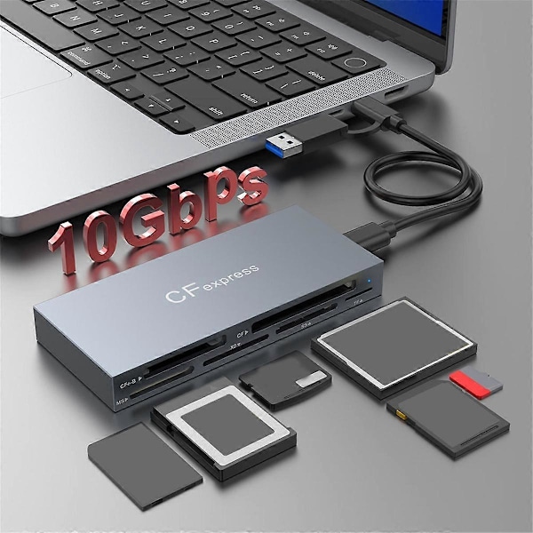 8 i 2 CFexpress Typ B//XD/MS/SD/TF Kortläsare Adapter 10Gbps Multi Minneskortläsare för XP för