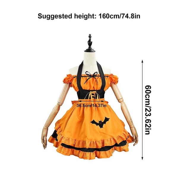Brodeerattu Pumpkin Maid -asu Anime Cosplay Brodeerattu puku Ranskalainen piika- set Halloween-mekkoasu Black M