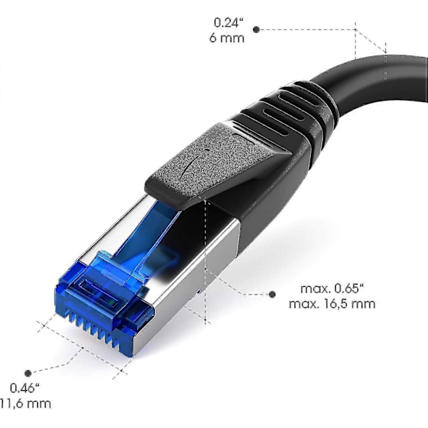 Cat 7 Ethernet-kabel med ultra-säker trippel skärmning, internetkabel & LAN-kabel  u2013 0,25 M (brottsäker nätverkskabel, 10 Gbit/s för maximal fib)