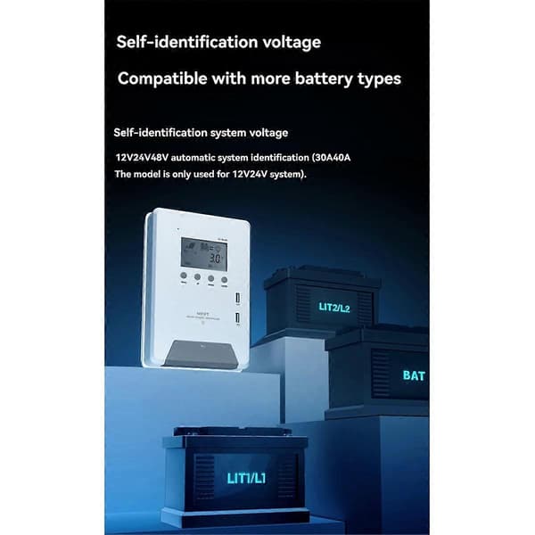 MPPT Solar Charge Controller 30A 12V/24V Dual USB Solar Controller med LCD Display til Solenergi