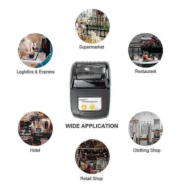 Bærbar Bluetooth Termisk Printer Håndholdt 58mm Kvitteringsprinter til Ios Android Telefon EU STIK