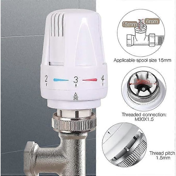 Radiatorhuvud, 4 st Radiatorventilhuvud, Termostatisk Radiator, Termostatiskt Huvud för Badrumshandfat WC