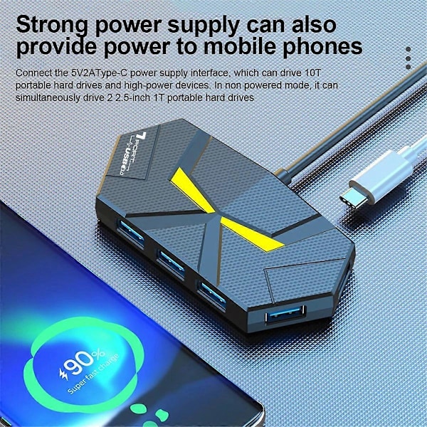 7 Portin USB 3.0 Type C HUB Laajennin 5Gbps Nopea OTG-sovitin A