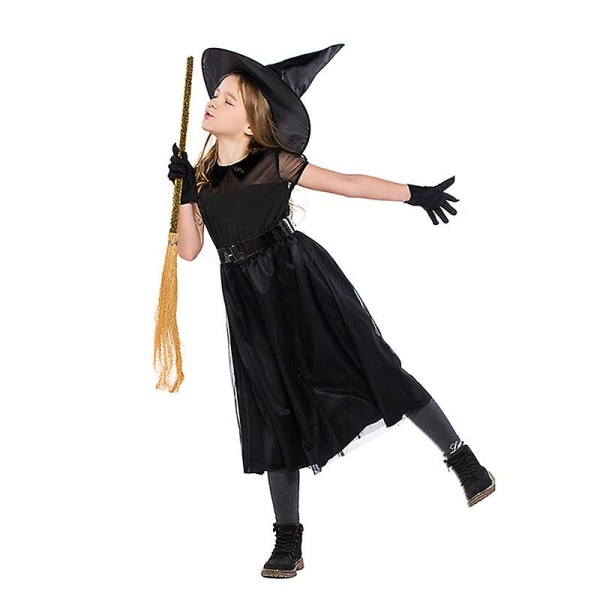 Flere piger Klassisk sort heks kostume Djævle Spøgelse Tyl Bog Uge Rollespil Cosplay Carnival Halloween Fancy festkjole Black 02 S