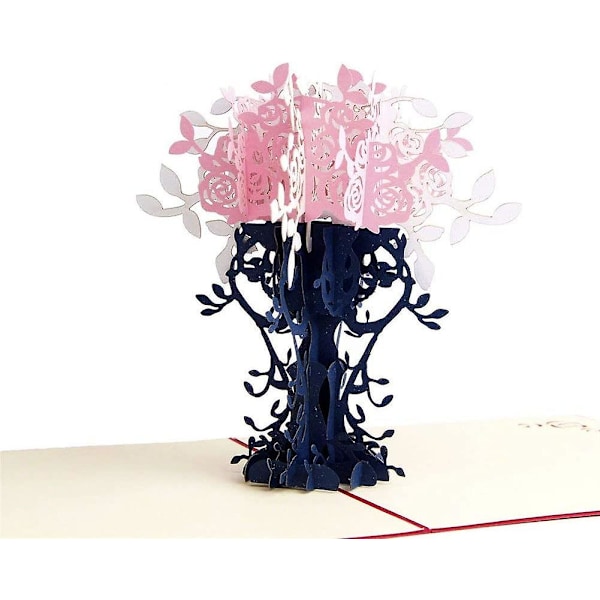 Blomster Pop Up Kort Bursdag, Morsdag, 3D Jubileum Takkekort For Ektemann Kone, Håndlaget Eksamen Kondolanse Blankt Kort, Laserskåret Gave C