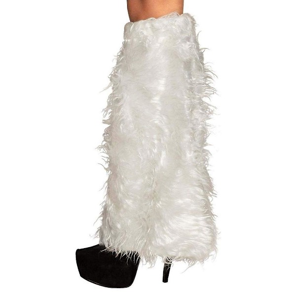 Furry Fuzzy benvärmare för kvinnor Lång benvärmare manschett Varmare stövelmanschett WHITE