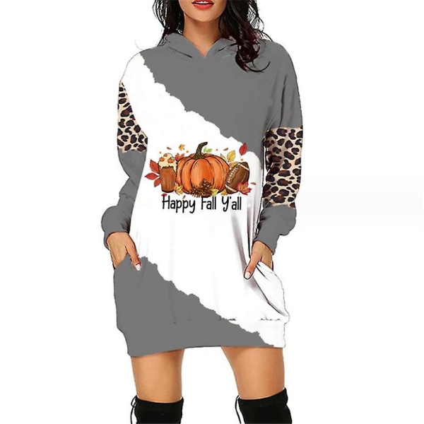 Halloween Mote Hettegensere Minikjole Til Kvinner Halloween Hokus Pokus Kostyme Høst Langermet hettekjole style 6 2XL