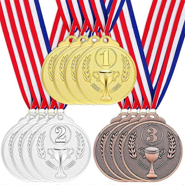 12 st Prismedaljer Guld Silver Brons Vinnarmedaljer