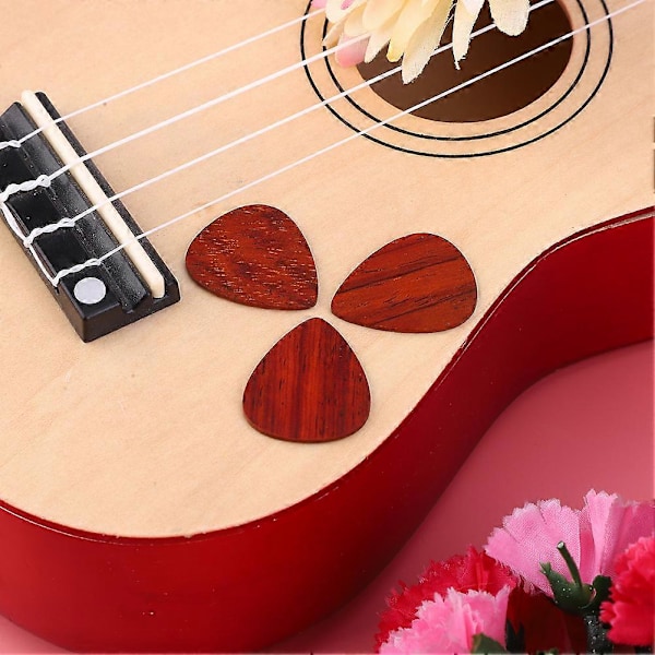 Set med 3 Plektrum i Rosenträ 1mm Tjocka - Musiktillbehör