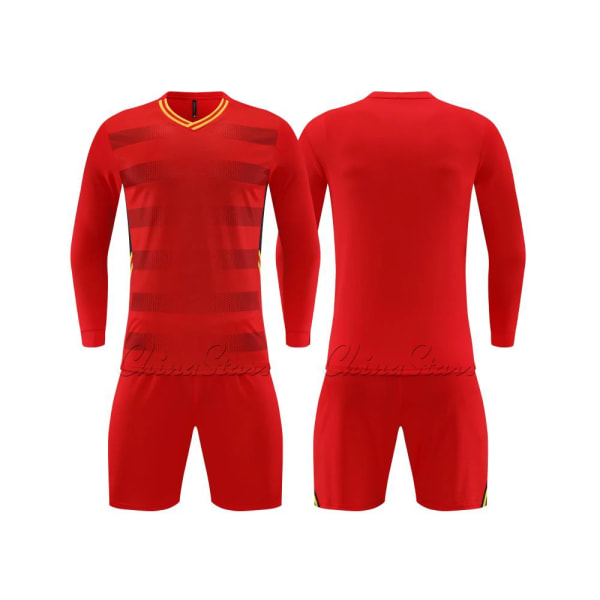 Børnefodbold træningsdragt Mænd Fuld fodboldtrøjesæt Ungdomsfodboldtrøjer Uniformer Spiller træningsdragt skjorte Sportstøjsæt 9303 Red L Height 165-170CM