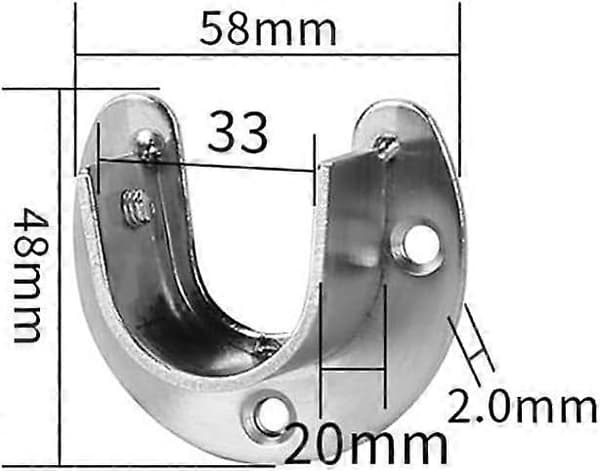 2 Stycken Väggmonterade Klädstångsfästen Silver, Gardinstångsfäste, Duschdraperistångsfäste för 1.26\" Diameter Klädstång