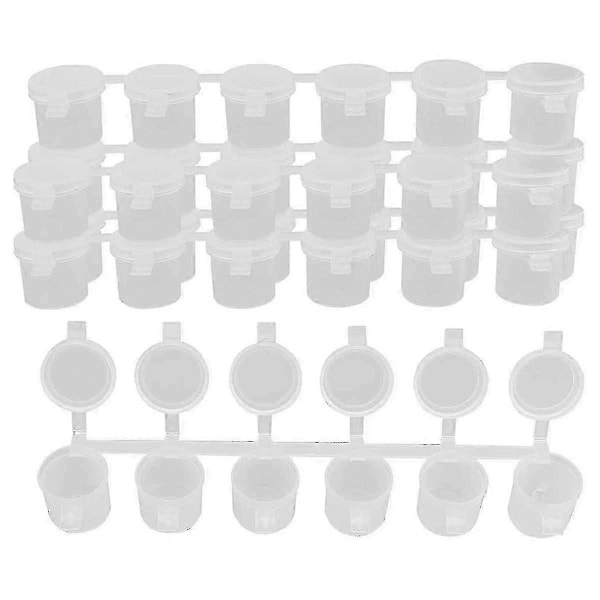 5 remsor 30 burkar Tomma färgstrips Färgkoppar, 10ml/0.35oz Mini Färgburkar Remsor Klar Plast